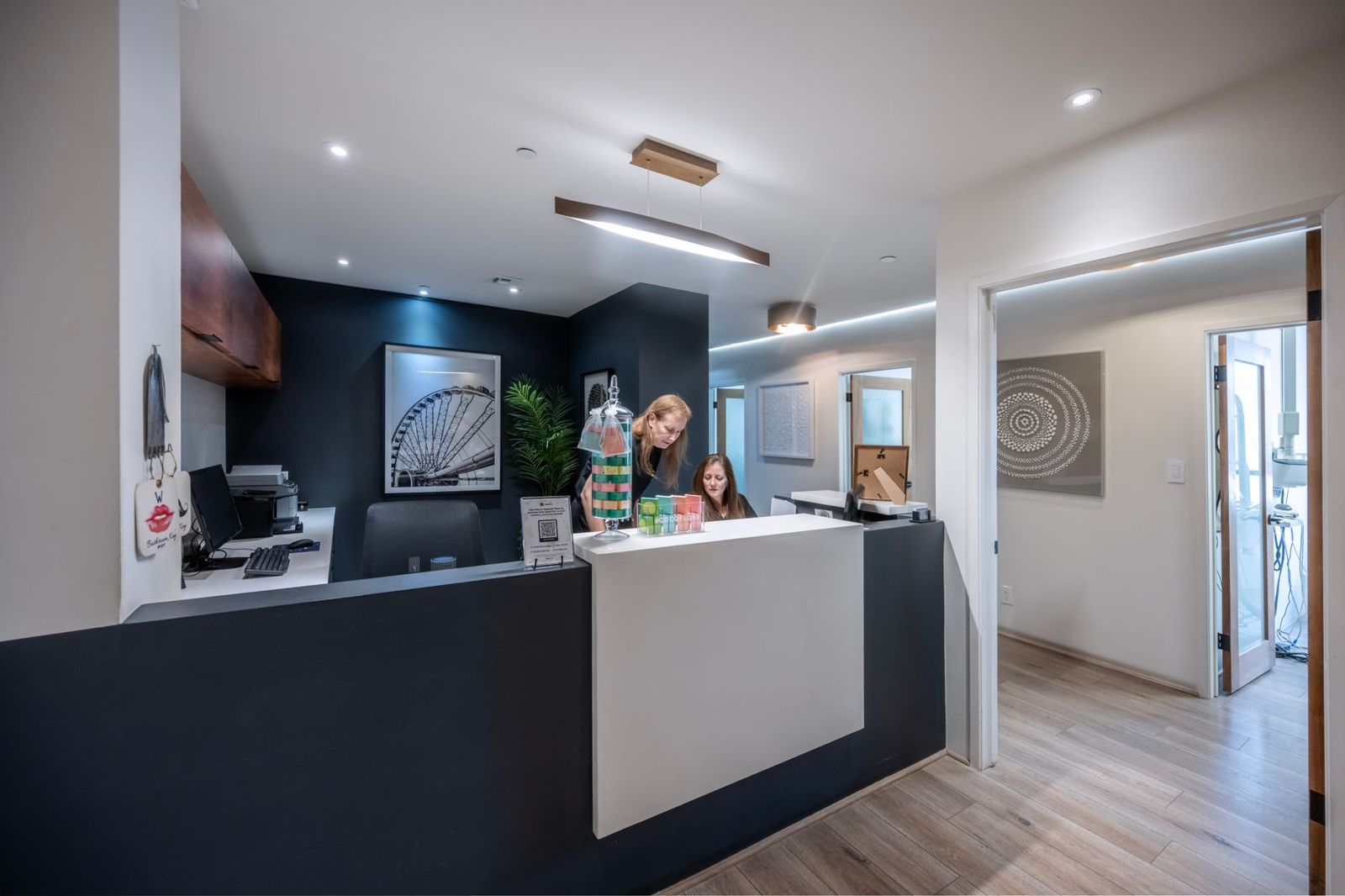 Bright, contemporary dental reception space